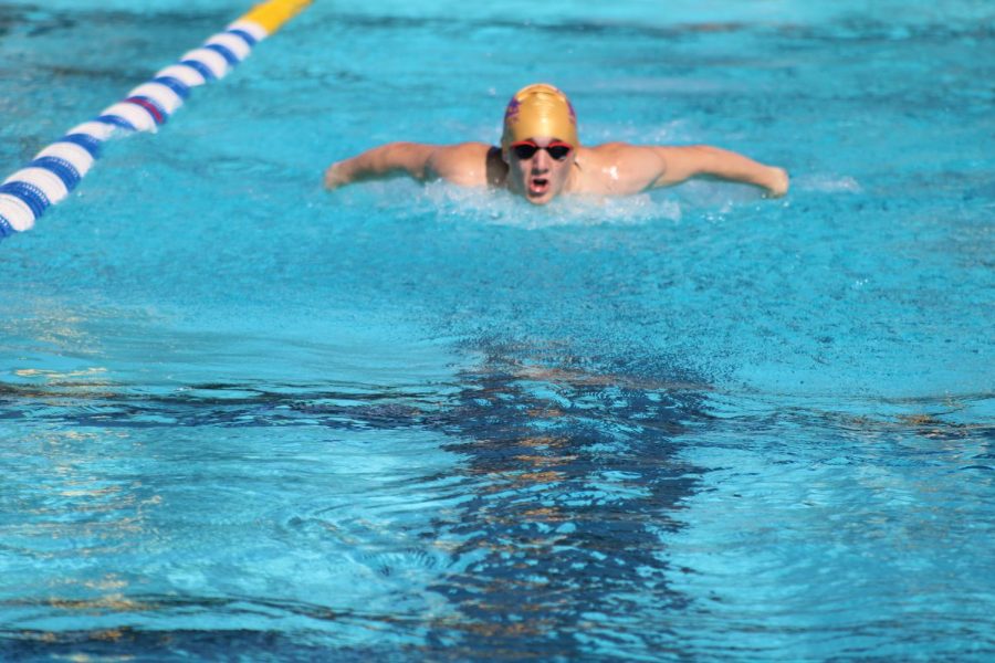 Seth Morris in the Butterfly at a recent meet this season. 