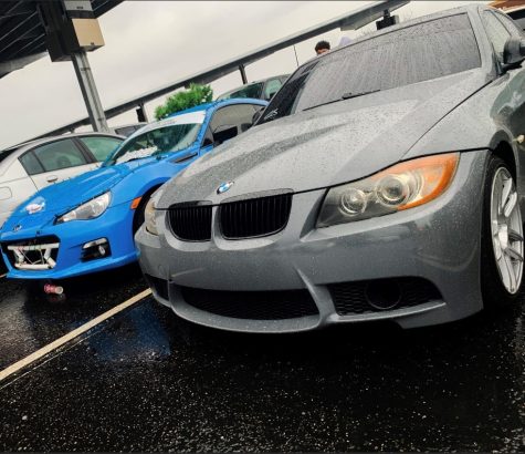 A Subaru and BMW E 90 328i; two sports cars which can be used for street racing. 