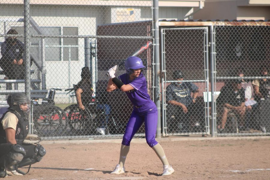 Makenzie Caraballo getting ready to swing at a game this season.