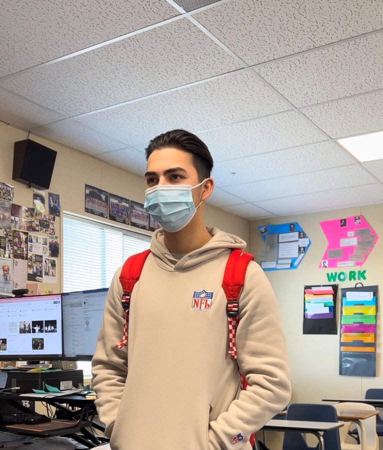 Student wearing a mask while in class. 