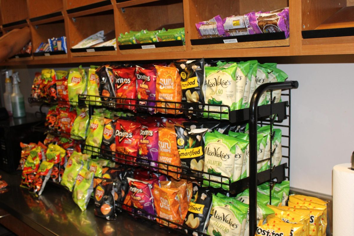 The variety of snacks on display in the student store