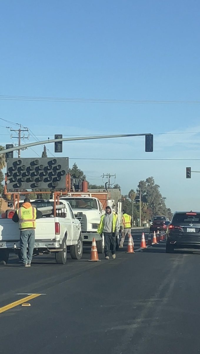 Road construction in Bakersfield.