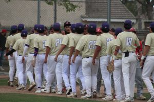 Ridgeview baseball team shakes hands with the opposing team during a recent home game. 