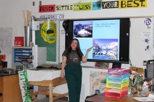 Mrs. Valadez teaching her class about Geology 