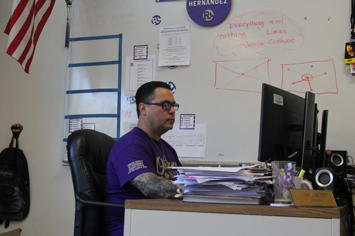History teacher Paul Hernandez hard at work.