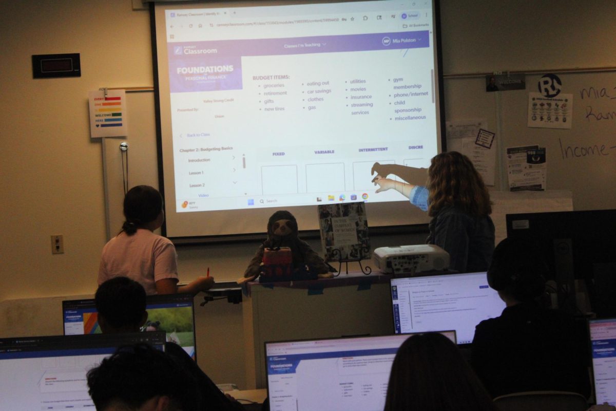 Finance Class teacher teaching the students about the values of financing.