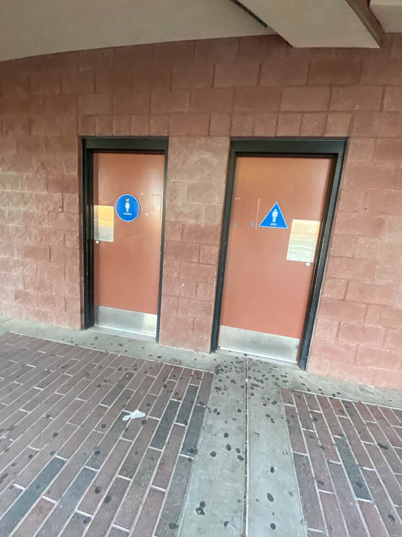 A picture of the boys and girls bathrooms