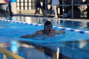 Isabella Tubieros doing the breast stroke at a recent meet.
