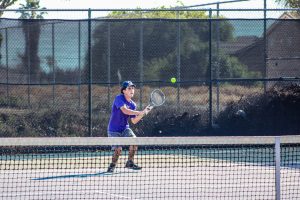 Tennis player playing at a recent match.